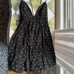 FREE PEOPLE- black dress golden dots